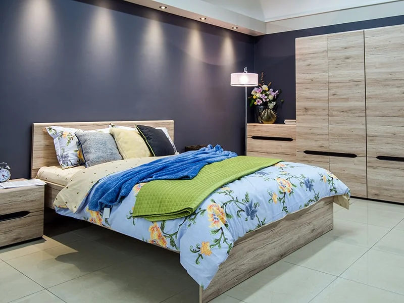 blue modern bedroom interior
